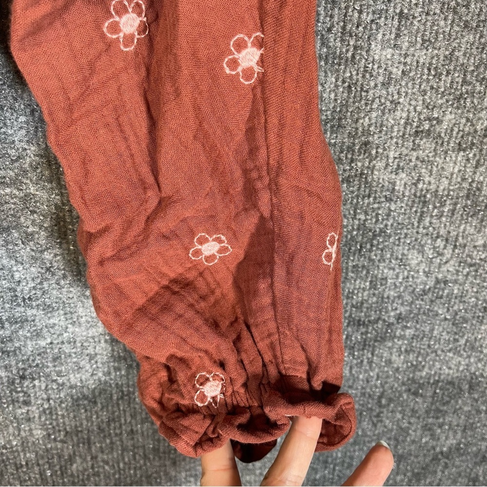 Madewell Womens XXS NWT Burgundy Brown Floral Boho Peasant Wrap Crop Long Sleeve - Picture 8 of 9